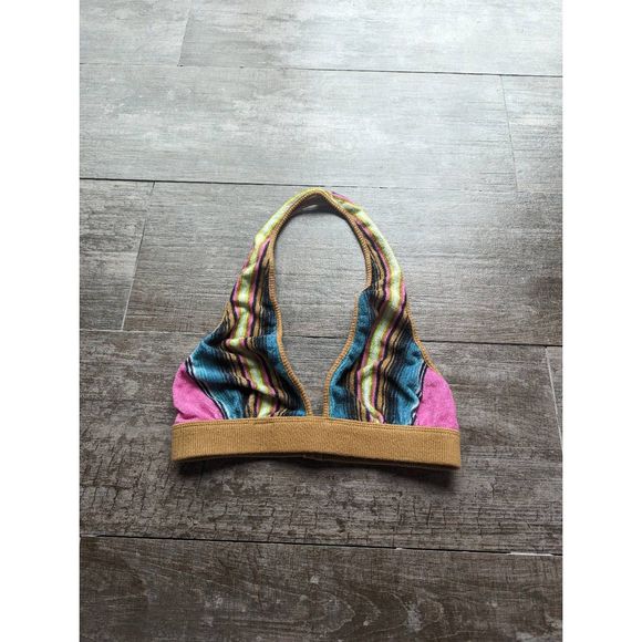 UO OUT FROM UNDER Te Amo Striped Halter Bralette - Picture 2 of 4